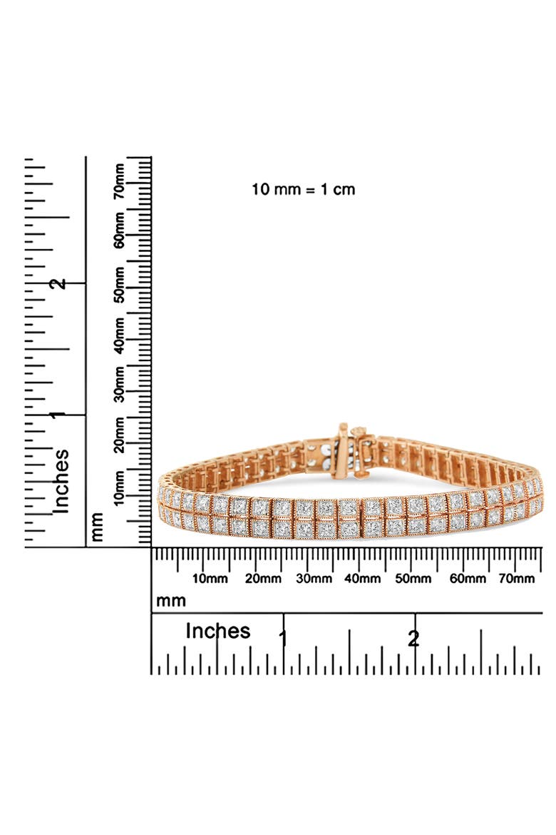 14K Rose Gold 3.0 Cttw Lab Grown Diamond Two Row Milgrain Tennis Bracelet, Alternate, color, Pink