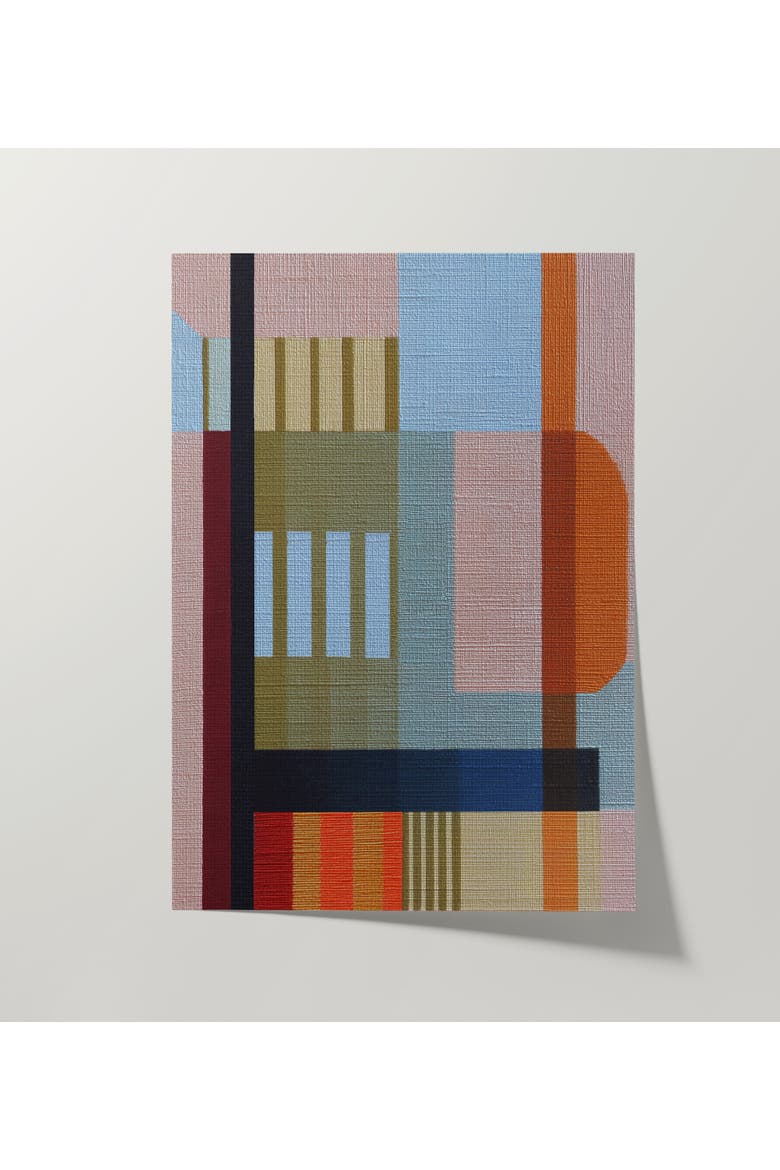 Woven Perspectives No. 01 Geometric Abstract Art Print, Alternate, color, Black Frame - 12x16