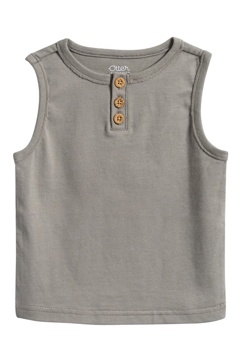 Kids' Henley Cotton Muscle Tank, Main, color, SAGE GREY