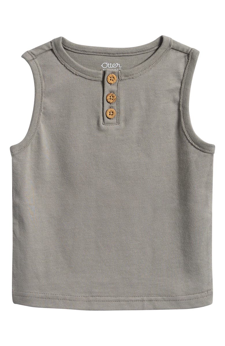 OTTER AVENUE Kids' Henley Cotton Muscle Tank, Main, color, Sage Grey