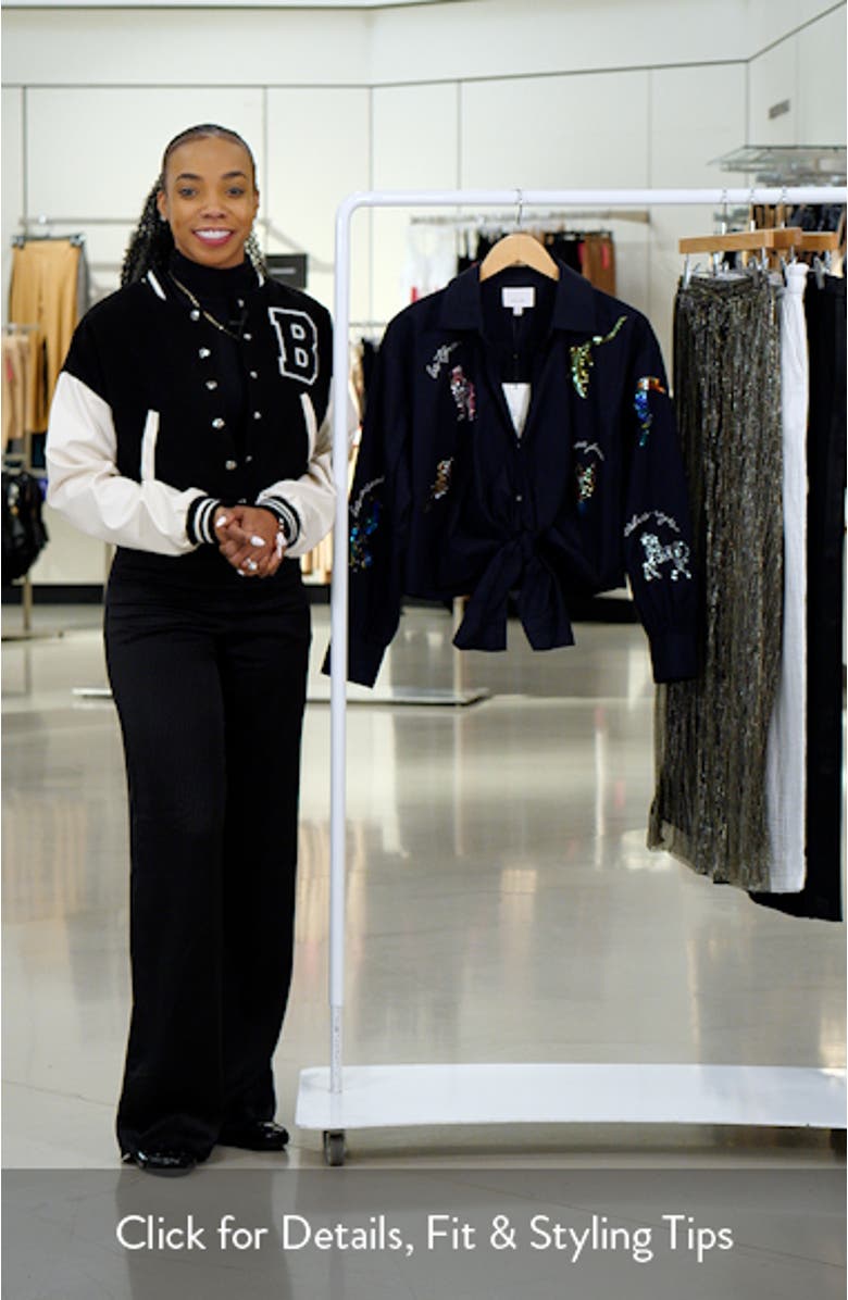 Bead Detail Cotton Blend Button-Up Shirt, sales video thumbnail