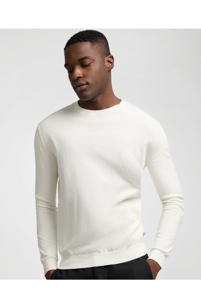 Onia Fine Cotton Knit Long Sleeve Crewneck Sweater, Alternate, color, Egret