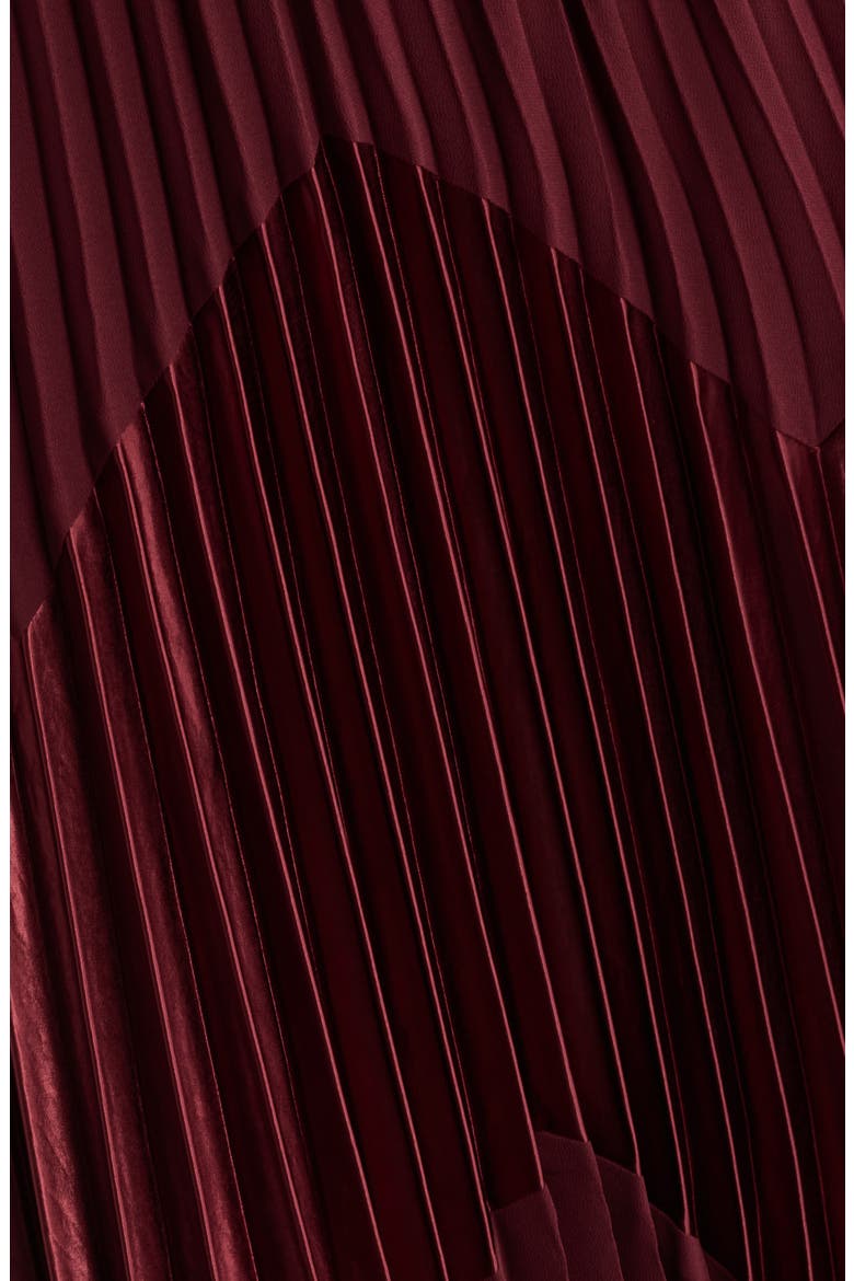 The Carrie Pleated Chiffon Dress, Alternate, color, NOIR BERRY