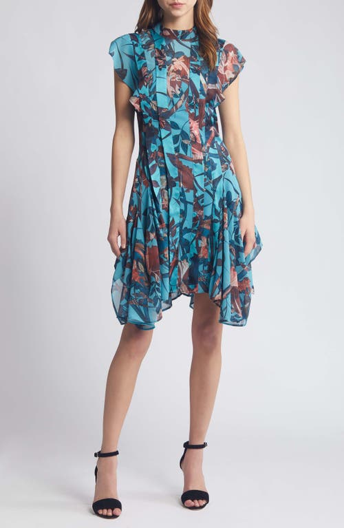 Allsaints Fleur Batu Handkerchief Hem Dress In Lagoon Blue