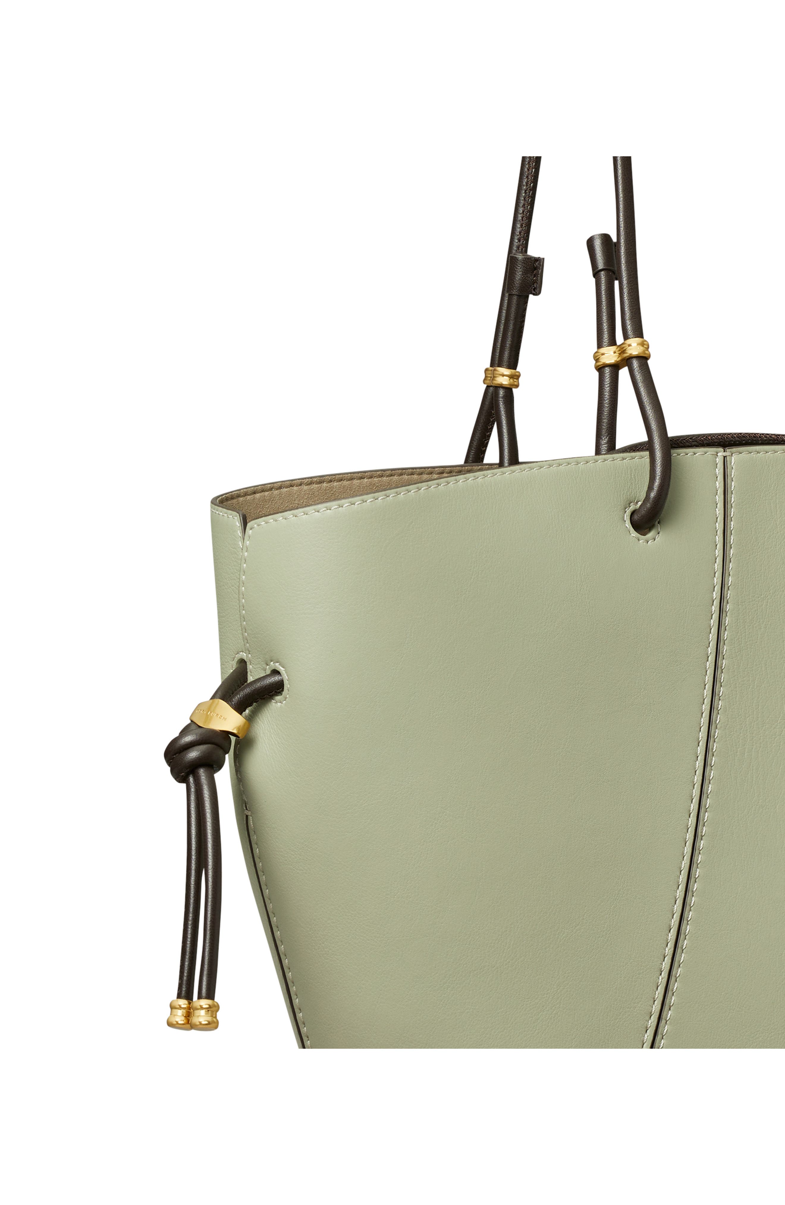 Spaghetti Leather Tote, Alternate, color, PINE FROST