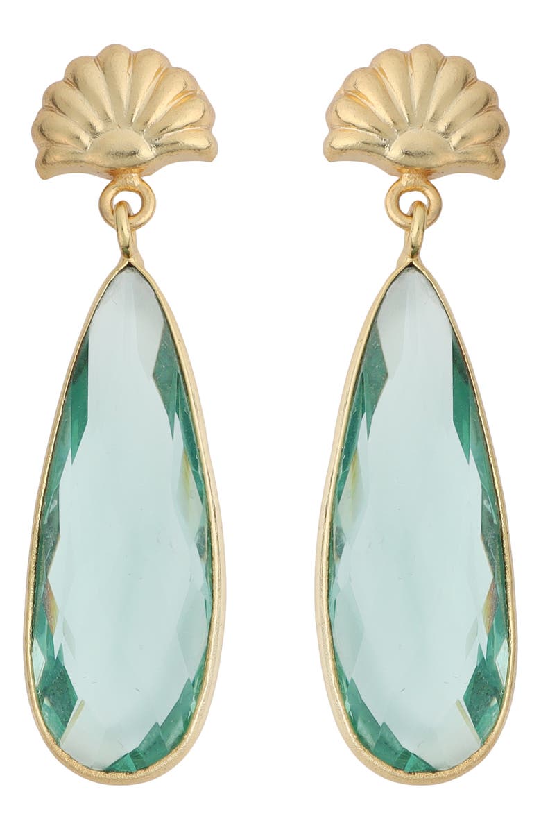 Panacea Crystal Teardrop Earrings, Main, color, Green