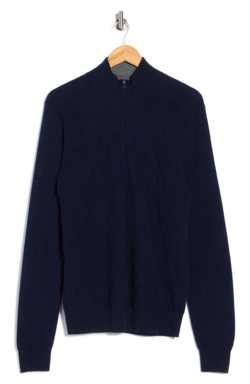 Amicale Jacquard Cashmere Quarter Zip Sweater In Blue