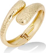 SAVVY CIE JEWELS 18K Gold Plated Hammered Crossover Bypass Bracelet