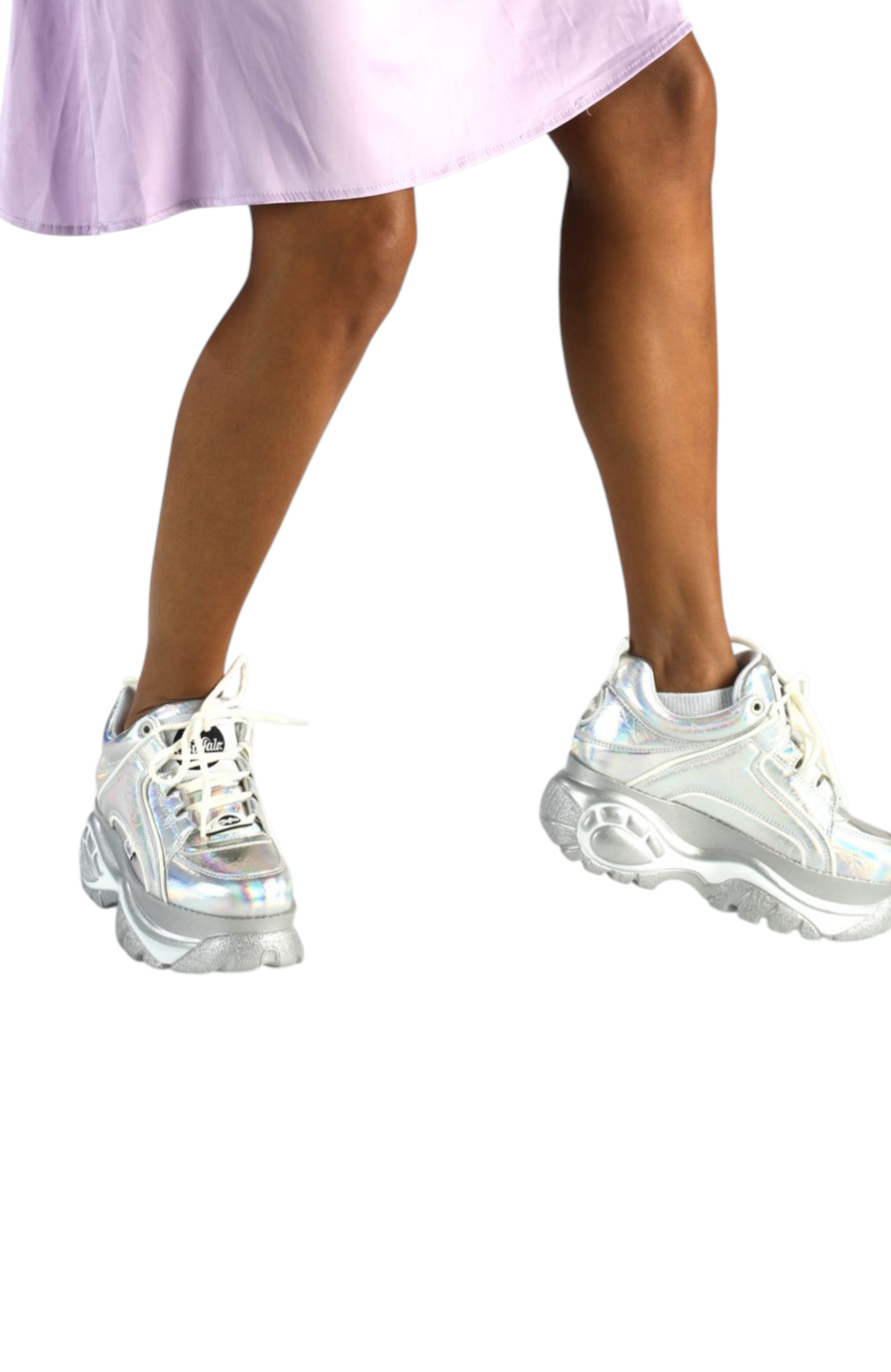 Buffalo Boots Classic Low Sneaker, Alternate, color, Silver Holo