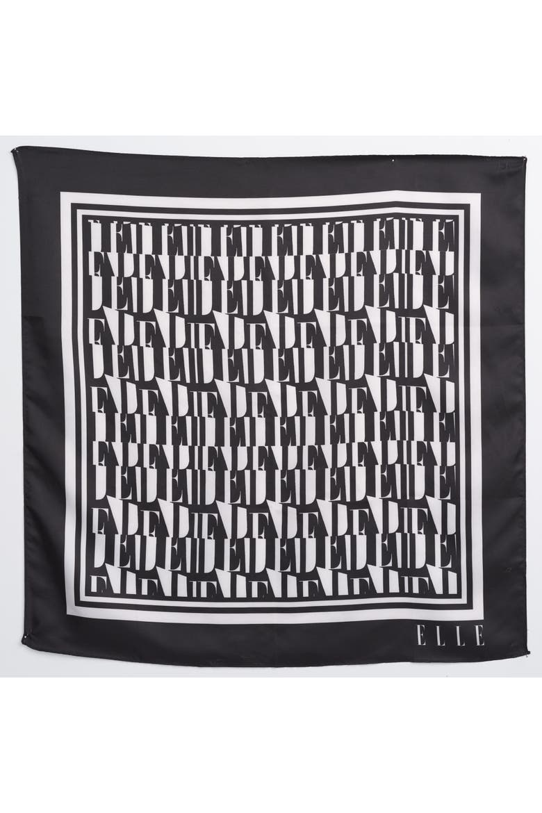 Printed Satin Scarf, Main, color, BLACK / WHITE