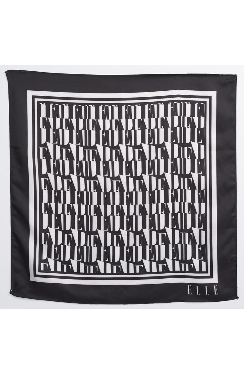 ELLE Collection Printed Satin Scarf, Main, color, Black / White