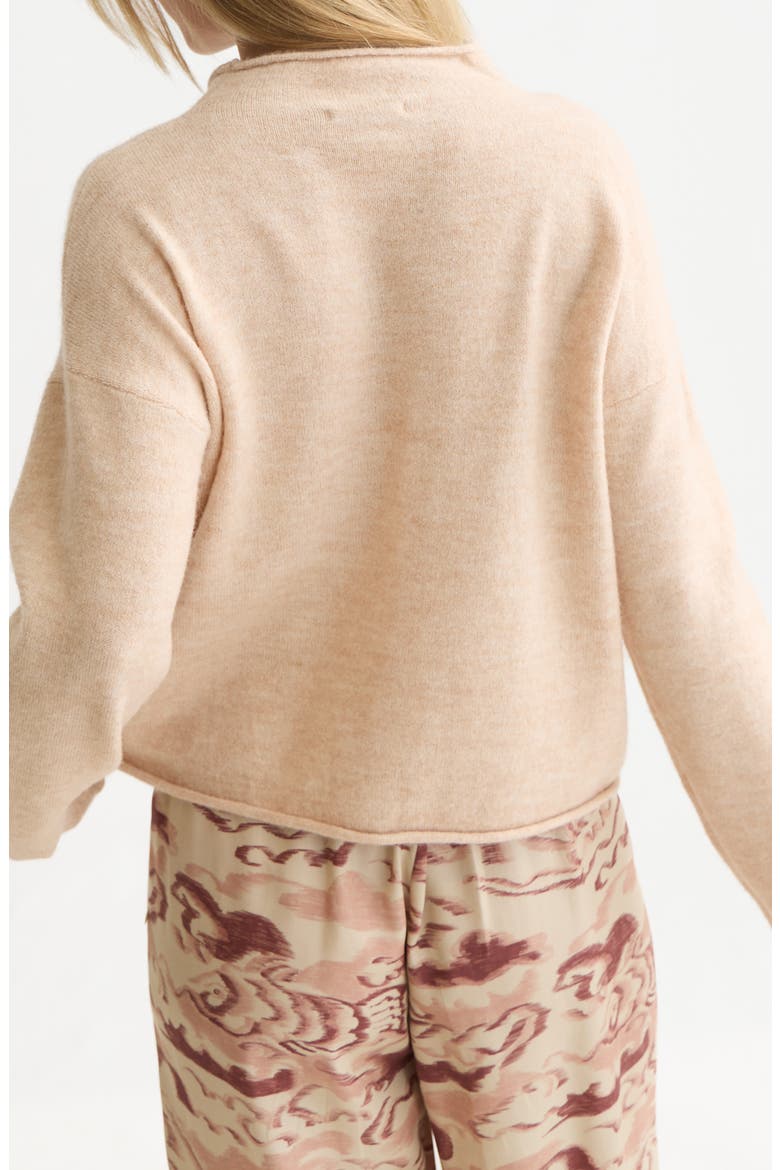 Fuzzy Funnel Neck Cardigan, Alternate, color, SHIFTING SAND MELANGE