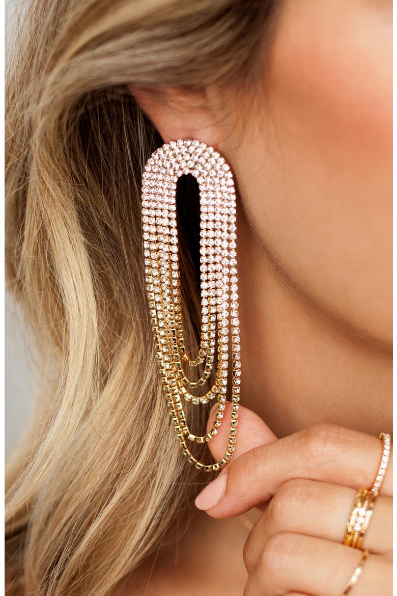 Crystal Chandelier Earrings, Alternate, color, GOLD
