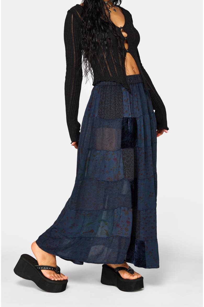 Mabel Patchwork Skirt, Alternate, color, Navy