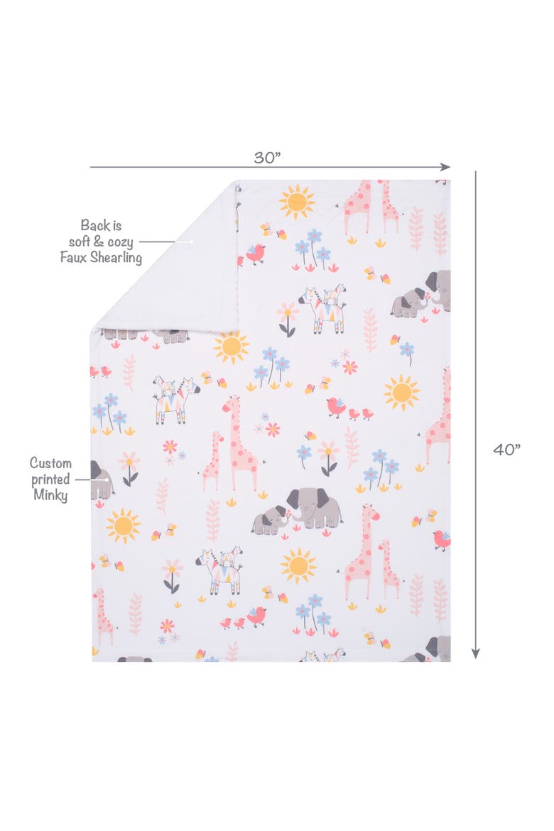 Jazzy Jungle Fleece Safari Animals Soft Baby Blanket, Alternate, color, White