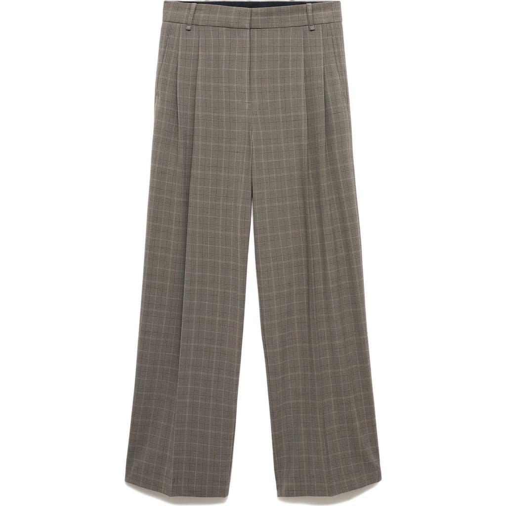 Mango Check Wide Leg Suit Pants In Gray