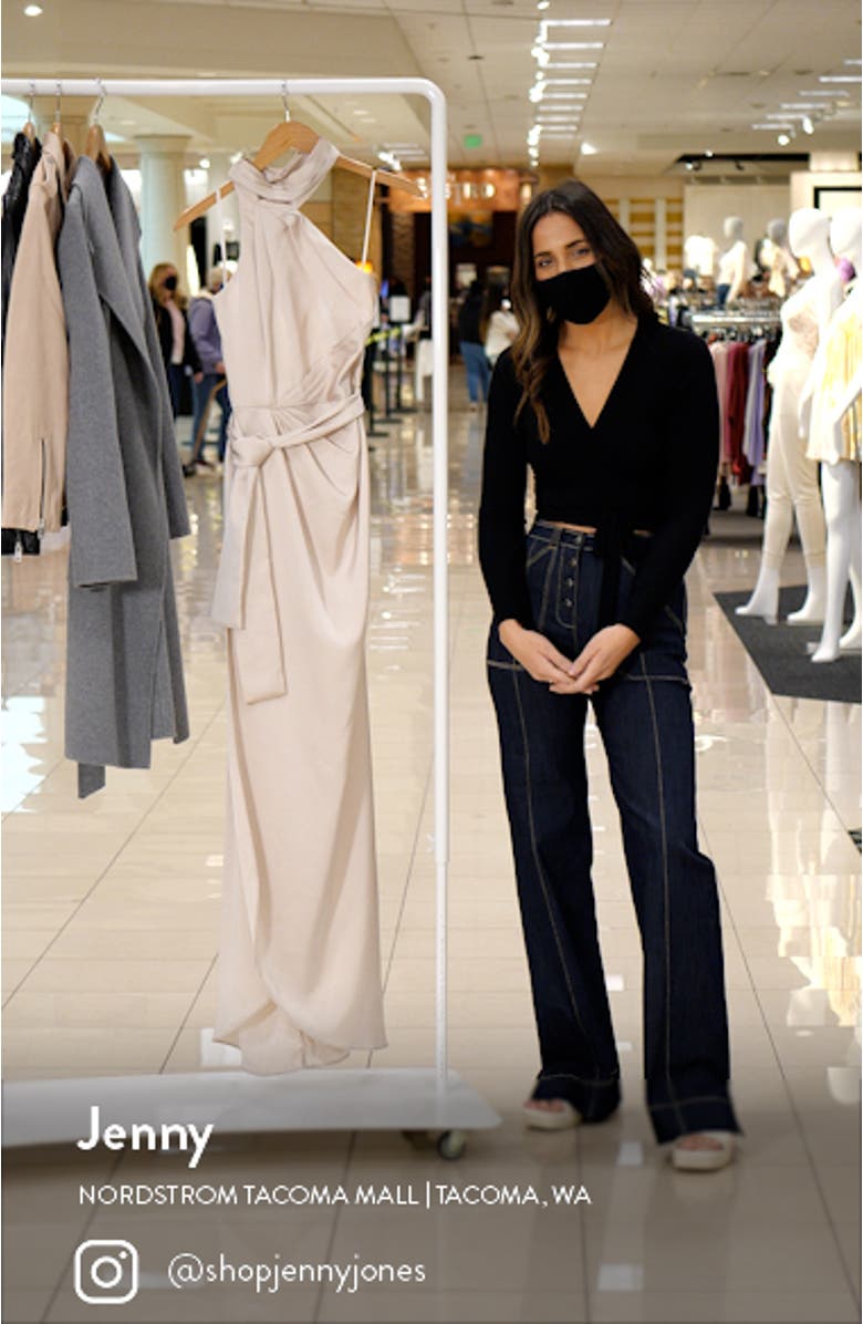 Grace Halter Neck Satin Wrap Dress, sales video thumbnail