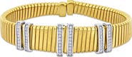 Julianna B. Cubic Zirconia Omega Wide Bangle Bracelet Two-Tone