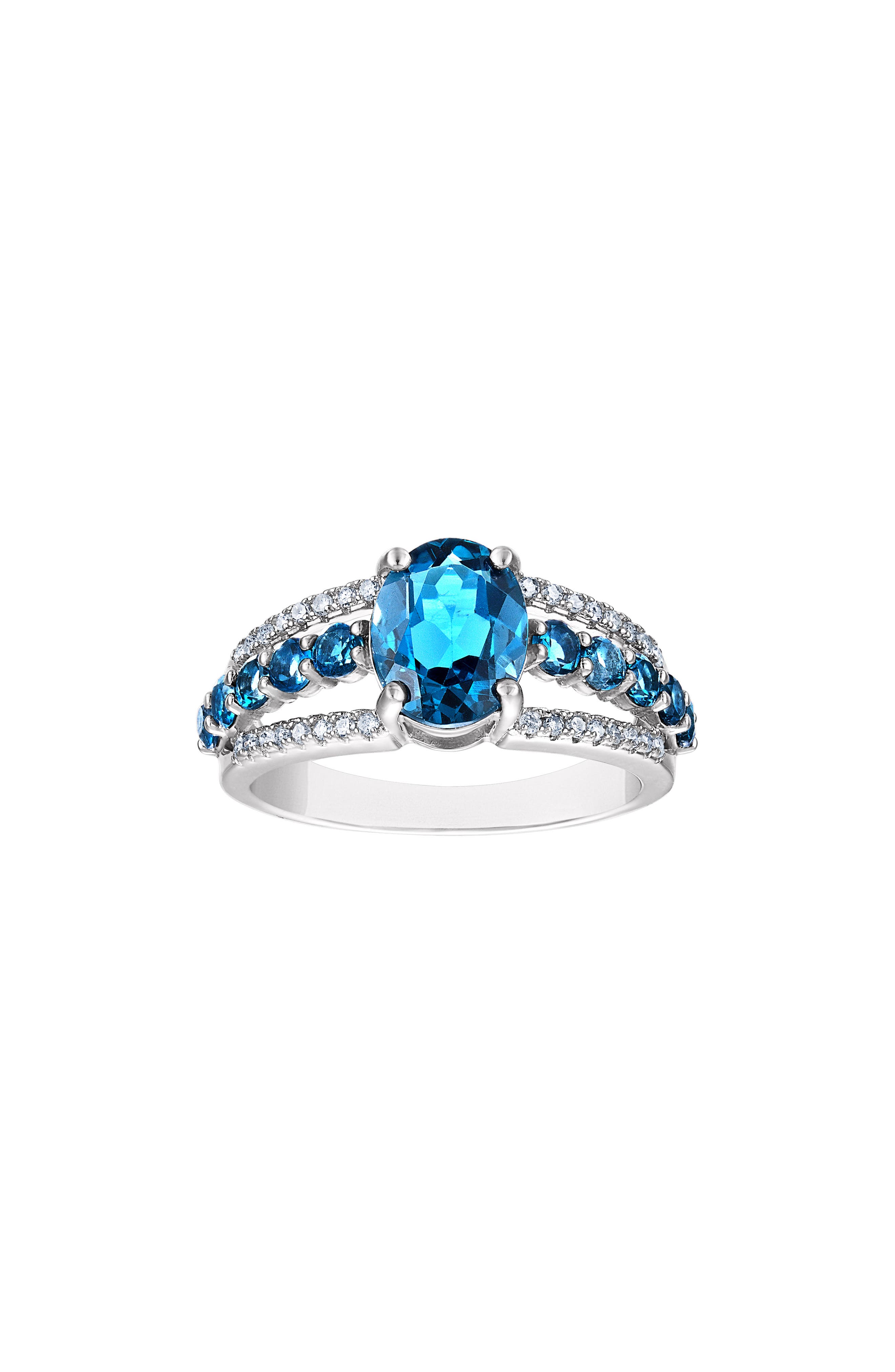 FZN Sterling Silver Diamond & London Blue Topaz Ring