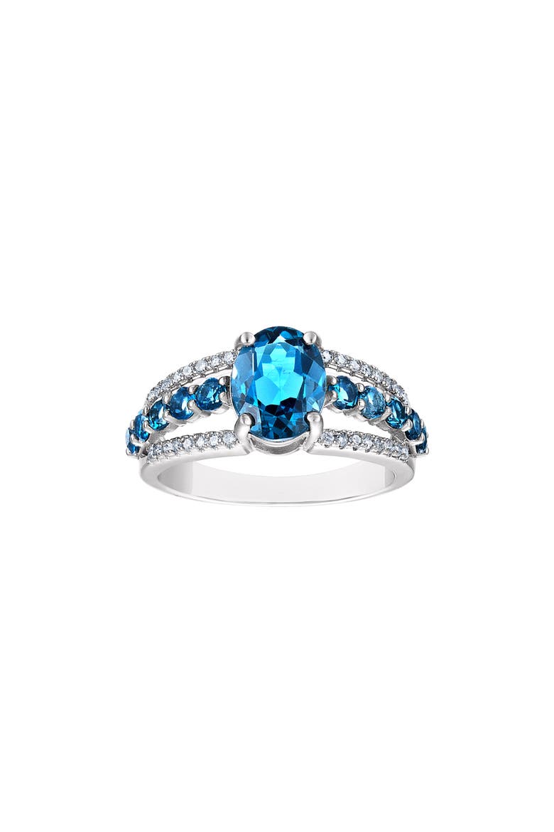 Sterling Silver Diamond & London Blue Topaz Ring, Main, color, LONDON BLUE TOPAZ