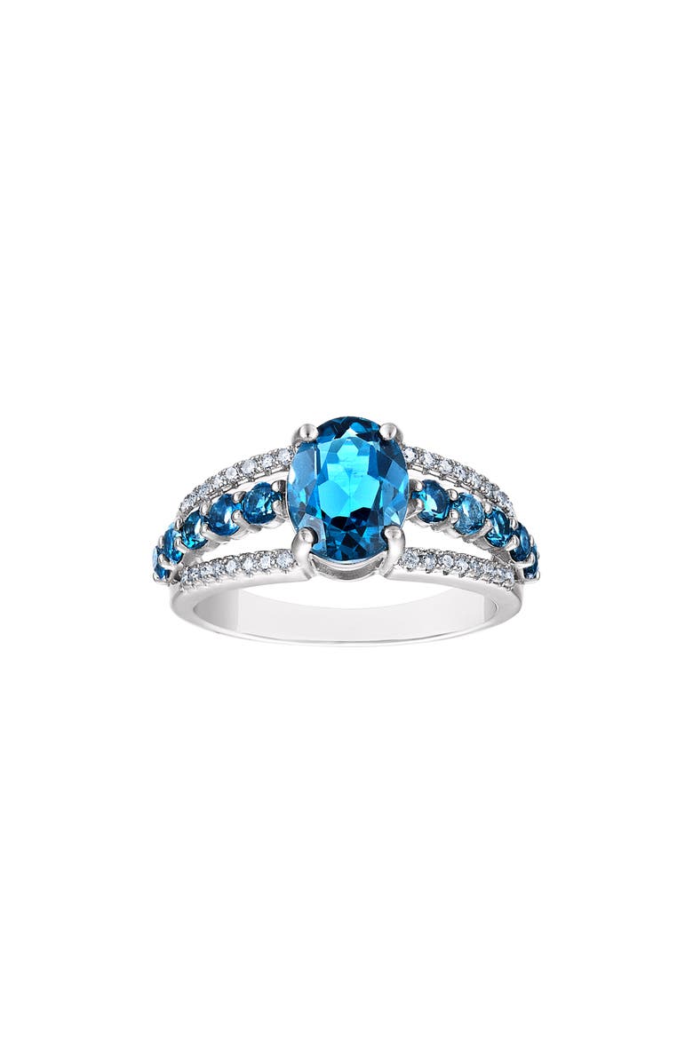 FZN Sterling Silver Diamond & London Blue Topaz Ring, Main, color, 