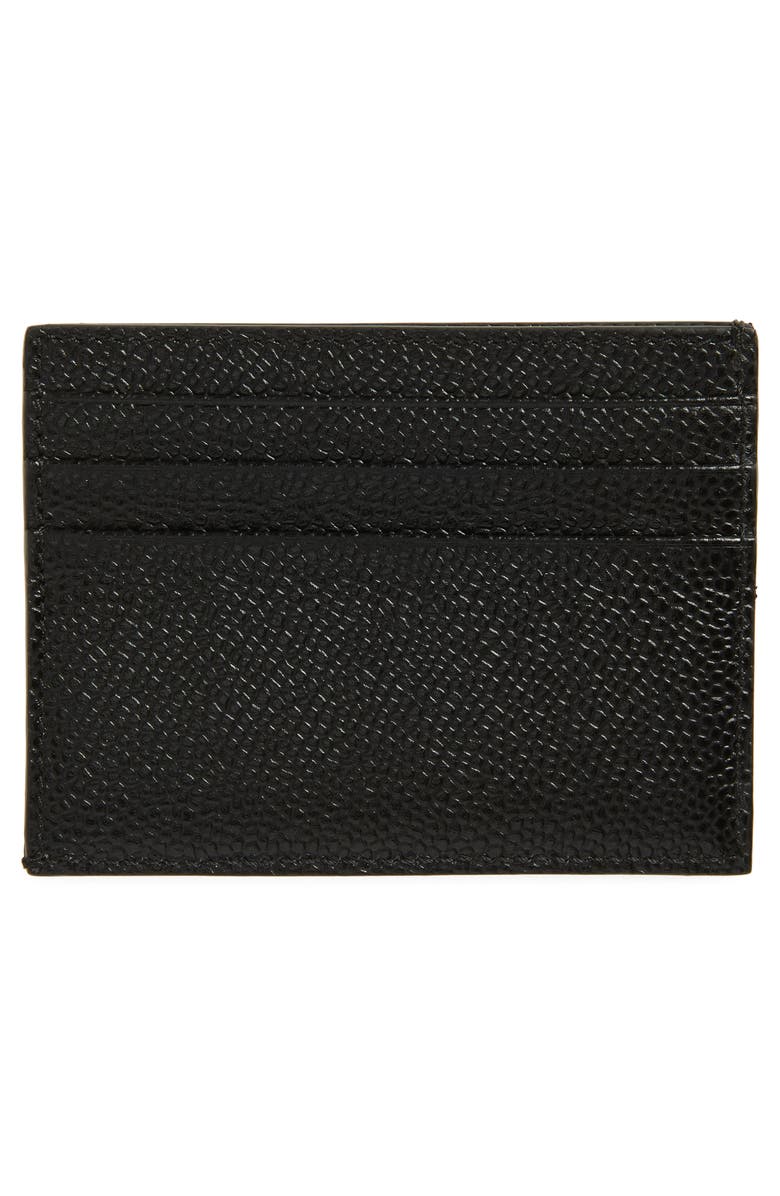 Thom Browne Leather Card Case, Alternate, color, Black