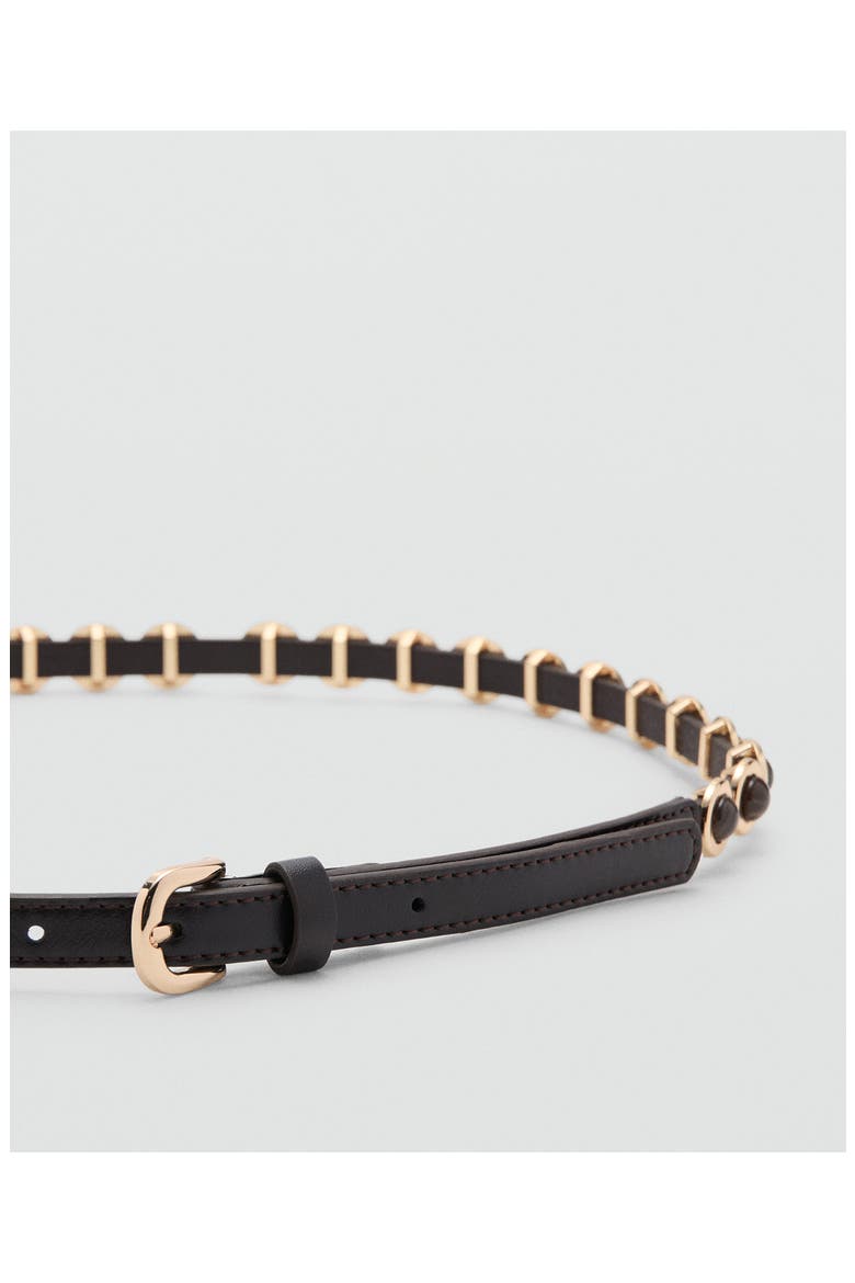 Stone Embellished Skinny Belt, Alternate, color, CHOCOLATE