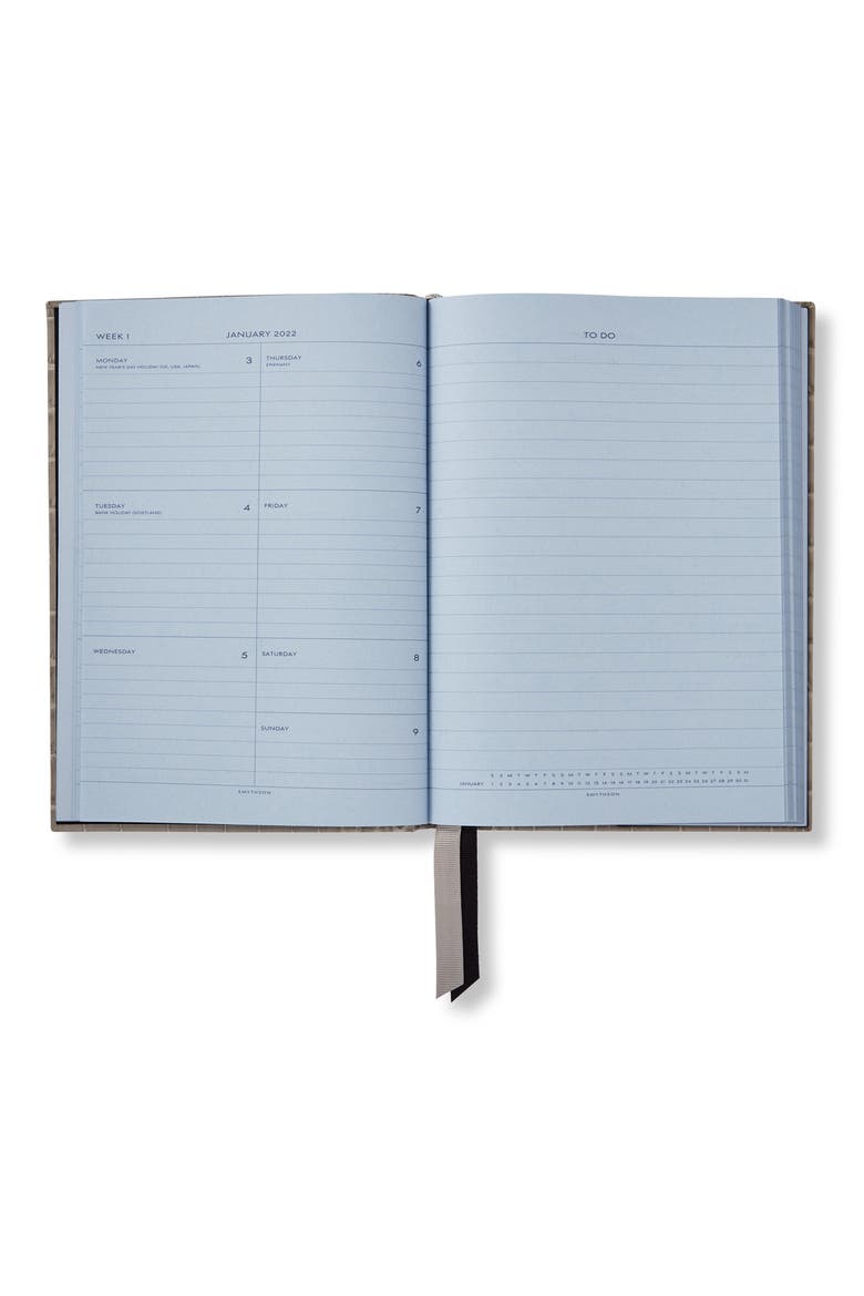 Smythoson Mara Soho Croc Embossed Leather 2022 Diary, Alternate, color, LIGHT STEEL
