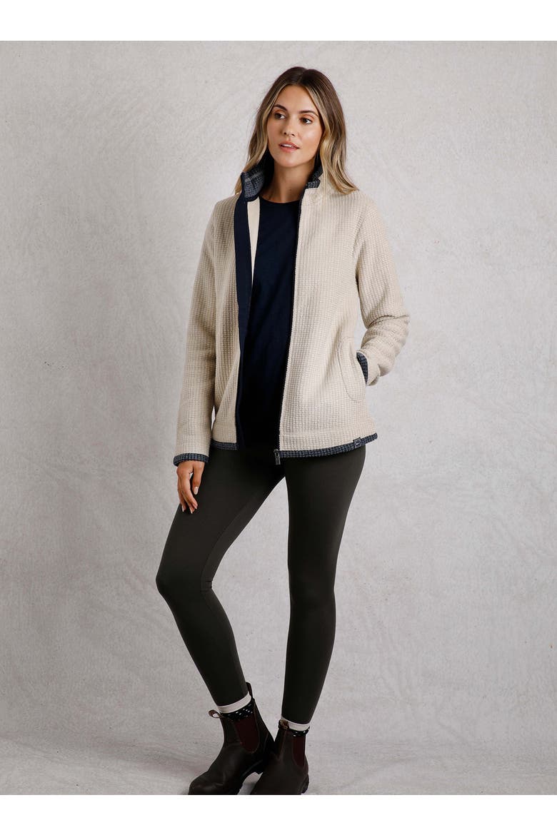 Ariana Full Zip Grid Fleece, Alternate, color, Ecru