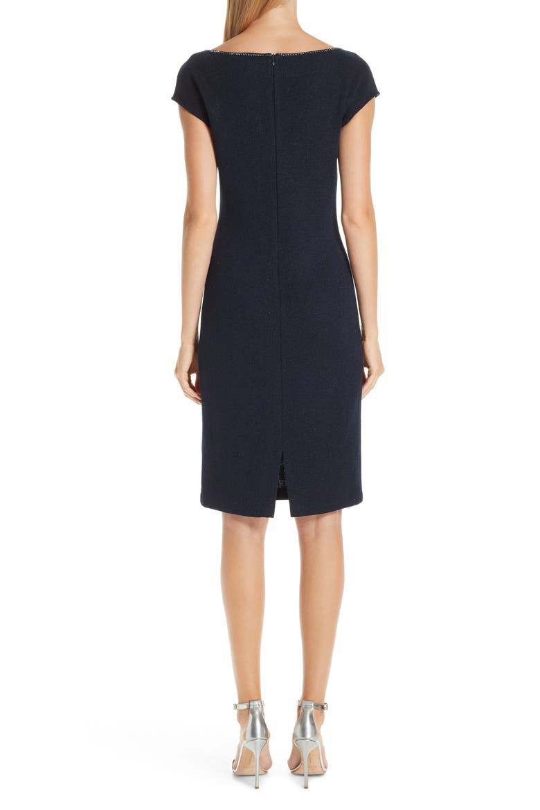 Mod Metallic Knit Sheath Dress, Alternate, color, NAVY