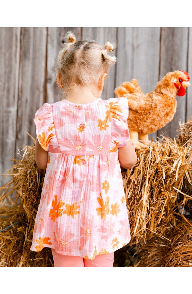 Deux par Deux Little Girl's Printed Tunic And Solid Leggings Set Pink And Coral Flowers, Alternate, color,