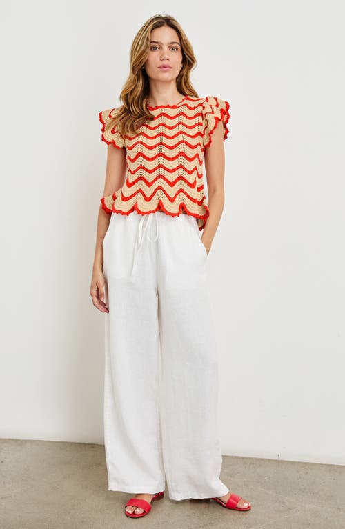 Rails Coen Crochet Flutter-sleeve Top In Cherry Oat Stripe