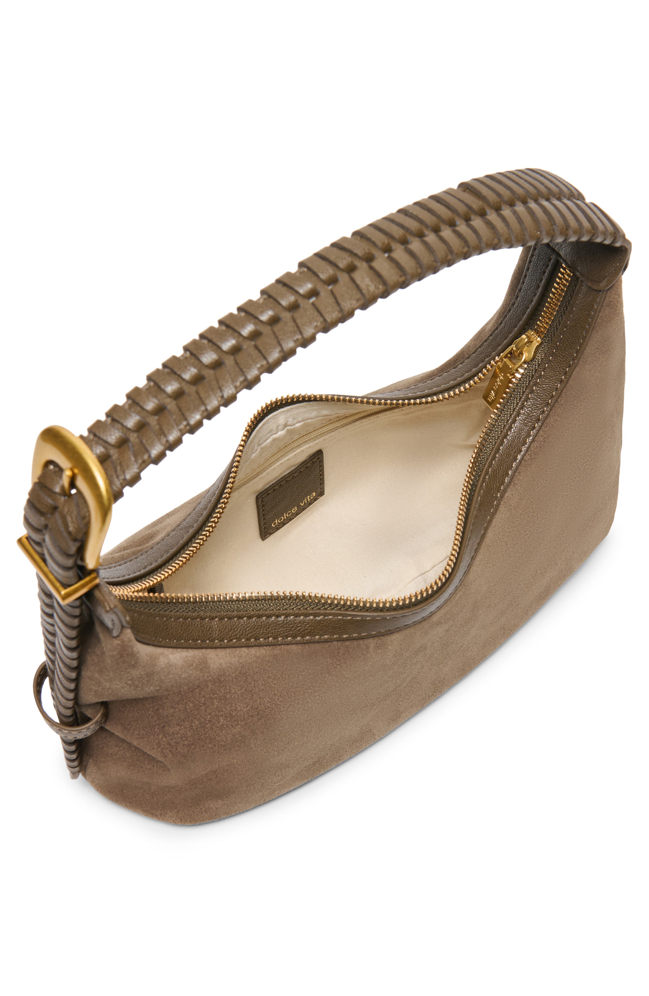 Zamora Suede Shoulder Bag, Alternate, color, DARK TAUPE