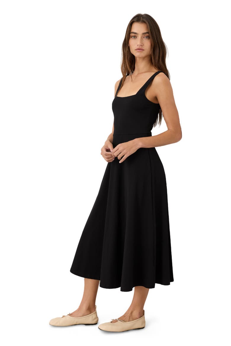 Fit & Flare Square Neck Dress Made With Organic Cotton, Alternate, color, Black