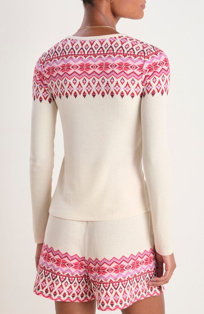 vineyard vines Dreamcloth<sup>®</sup> Fair Isle V-Neck Waffle Knit Top, Main, color, 