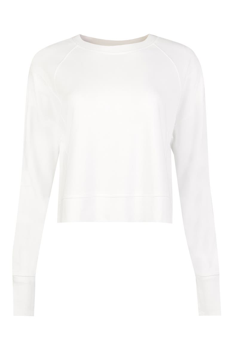 After Class Cotton Blend Crop Sweatshirt, Alternate, color, LILY WHITE
