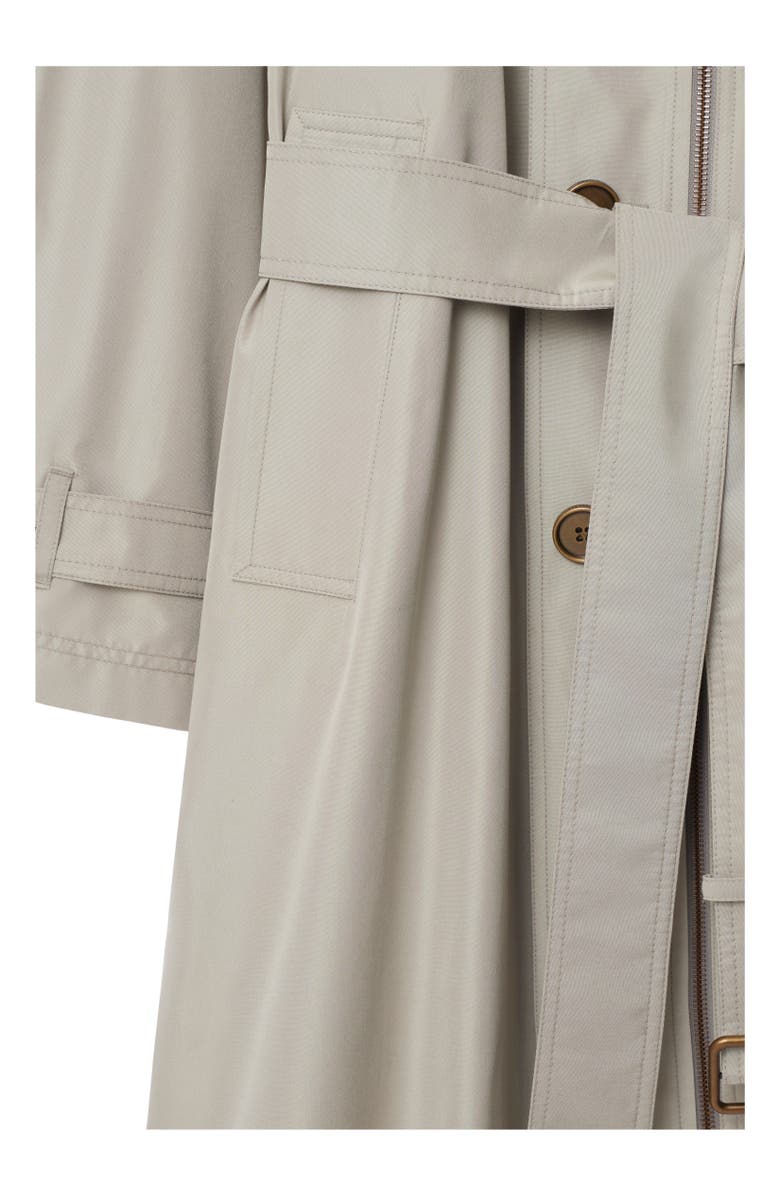Burberry Long Silk Car Coat, Alternate, color, Castle