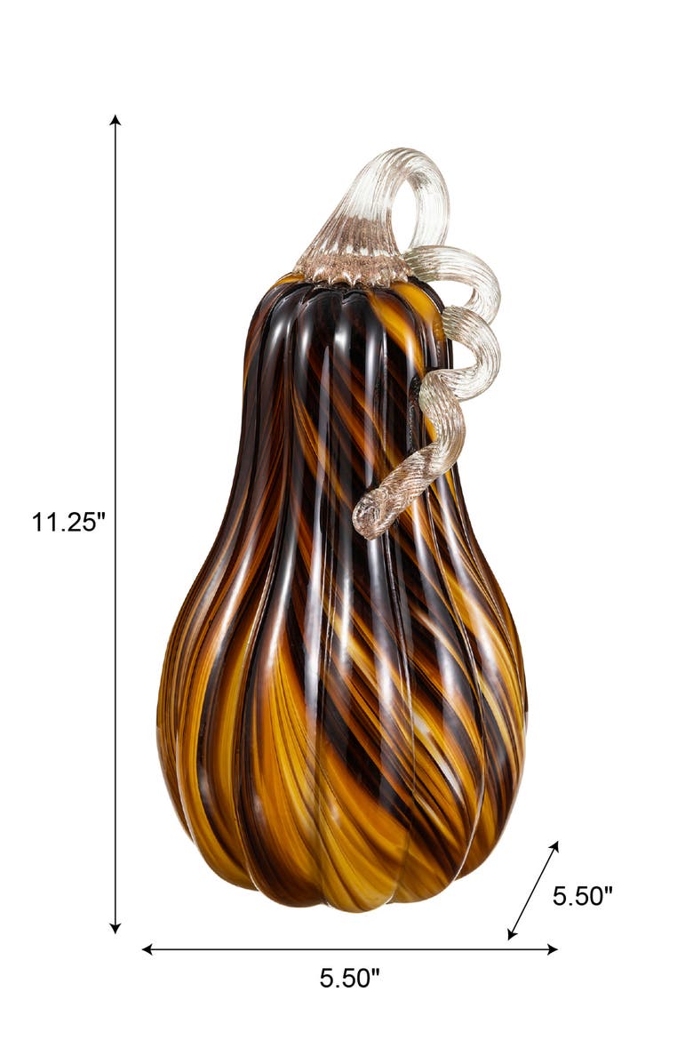 Multi Brown Striped Large Glass Gourd Pumpkin, Alternate, color, Brown