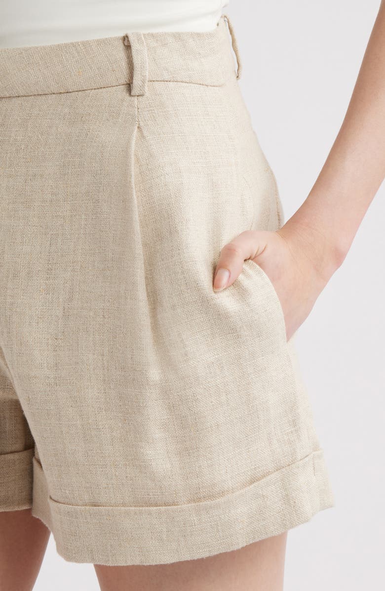Faithfull the Brand Hardy Cuffed Linen Shorts, Alternate, color, Natural