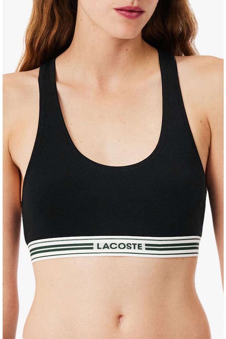Racerback Padded Stretch Cotton Bralette, Main, color, BLACK