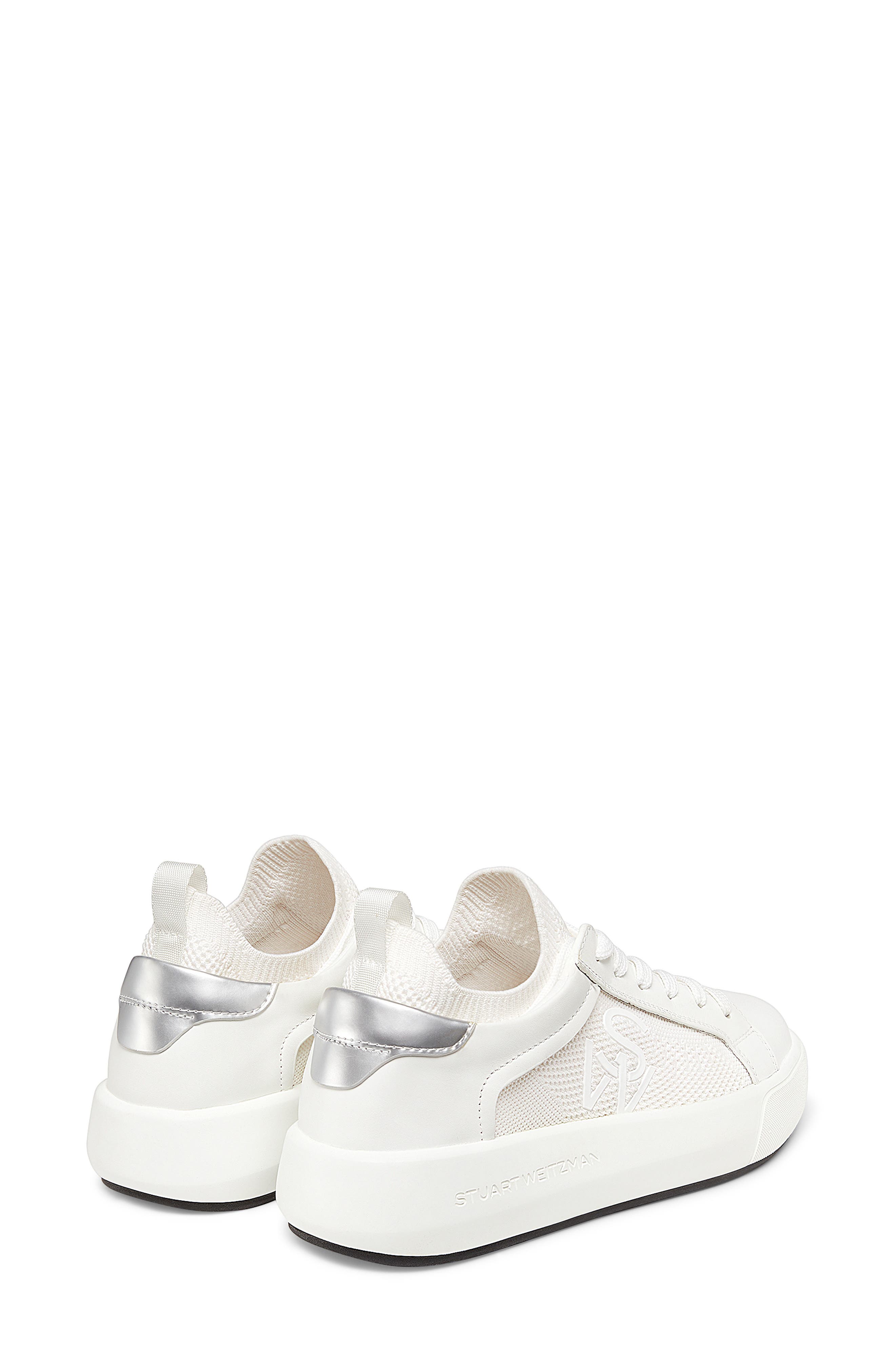 Stuart Weitzman 5050 Pro Sneaker, Alternate, color, White/ Silver Leather