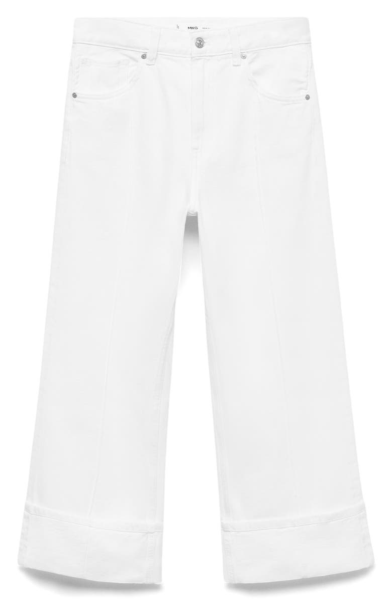 MANGO Turned Up Wide Leg Jeans, Alternate, color, White