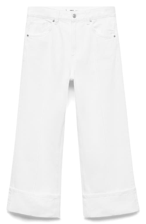 Mango Turned Up Wide Leg Jeans In White