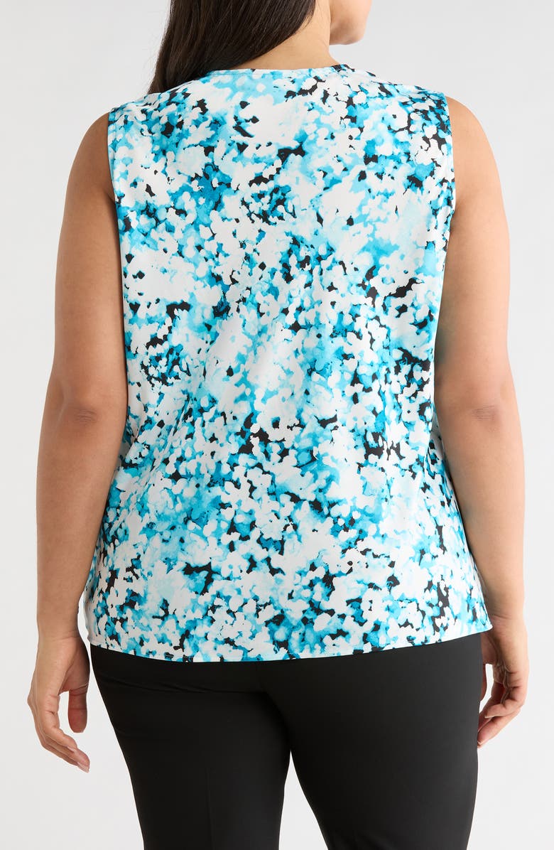 KASPER Floral Print Cowl Neck Top, Alternate, color, Aqua Oasis Multi