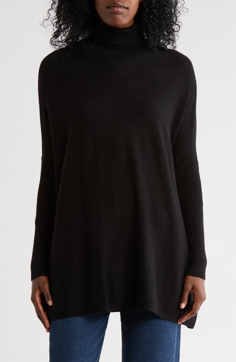 Joseph A Oversize Boxy Turtleneck Sweater, Main, color, Black