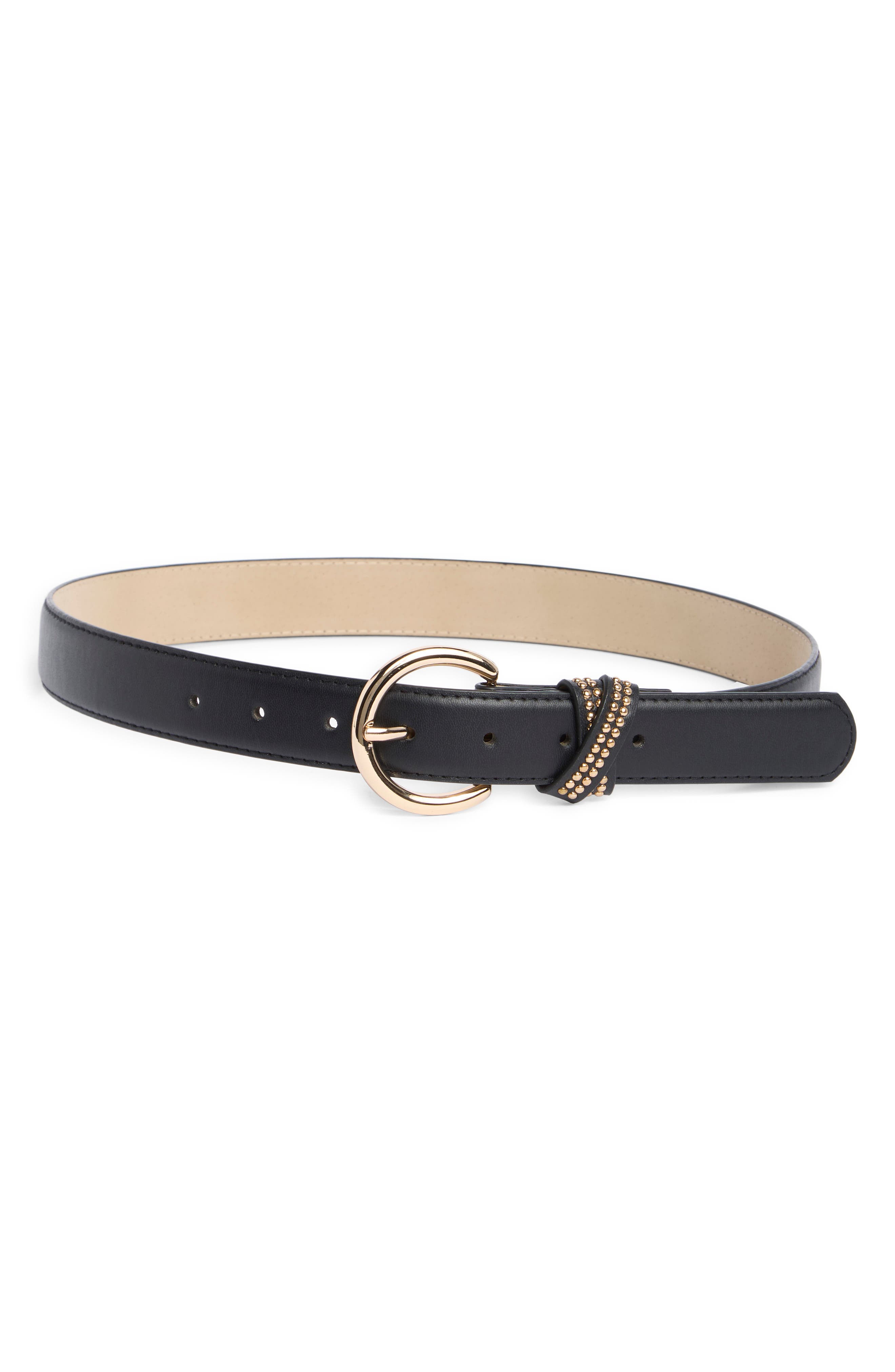 Vince Camuto Studio Stud X Keeper Faux Leather Belt