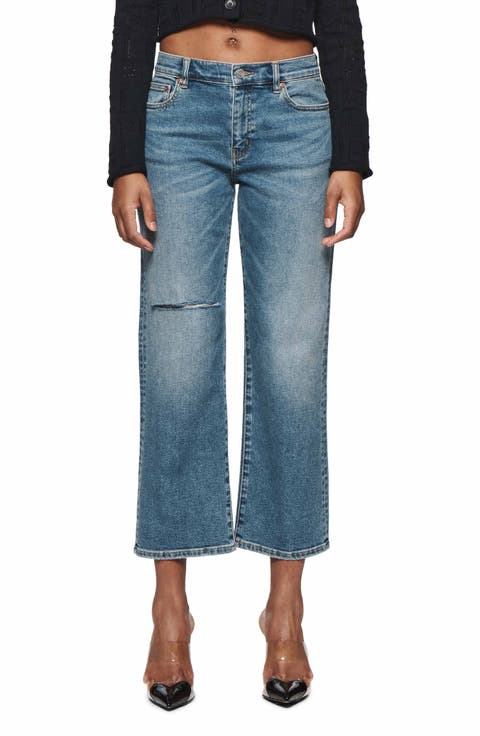 Ripped Crop Wide Leg Jeans