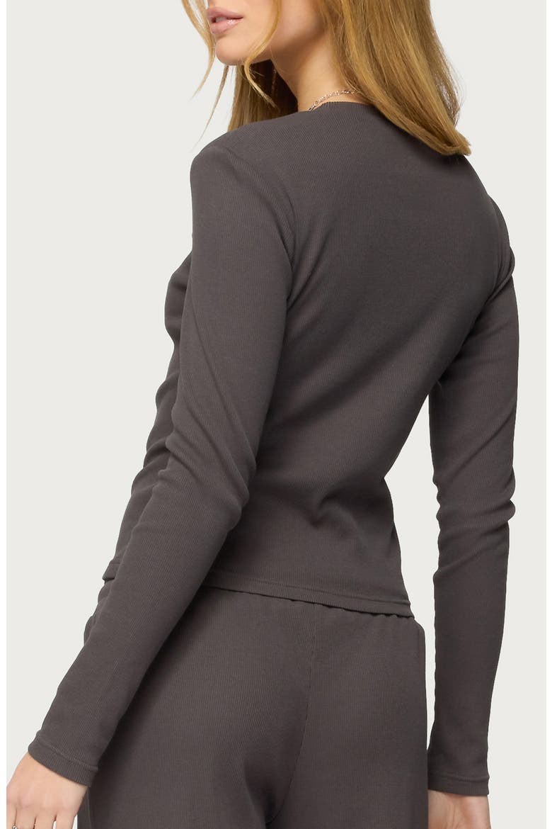 Cicilia Long Sleeve Cotton Blend Rib T-Shirt, Alternate, color, DARK-GRAY