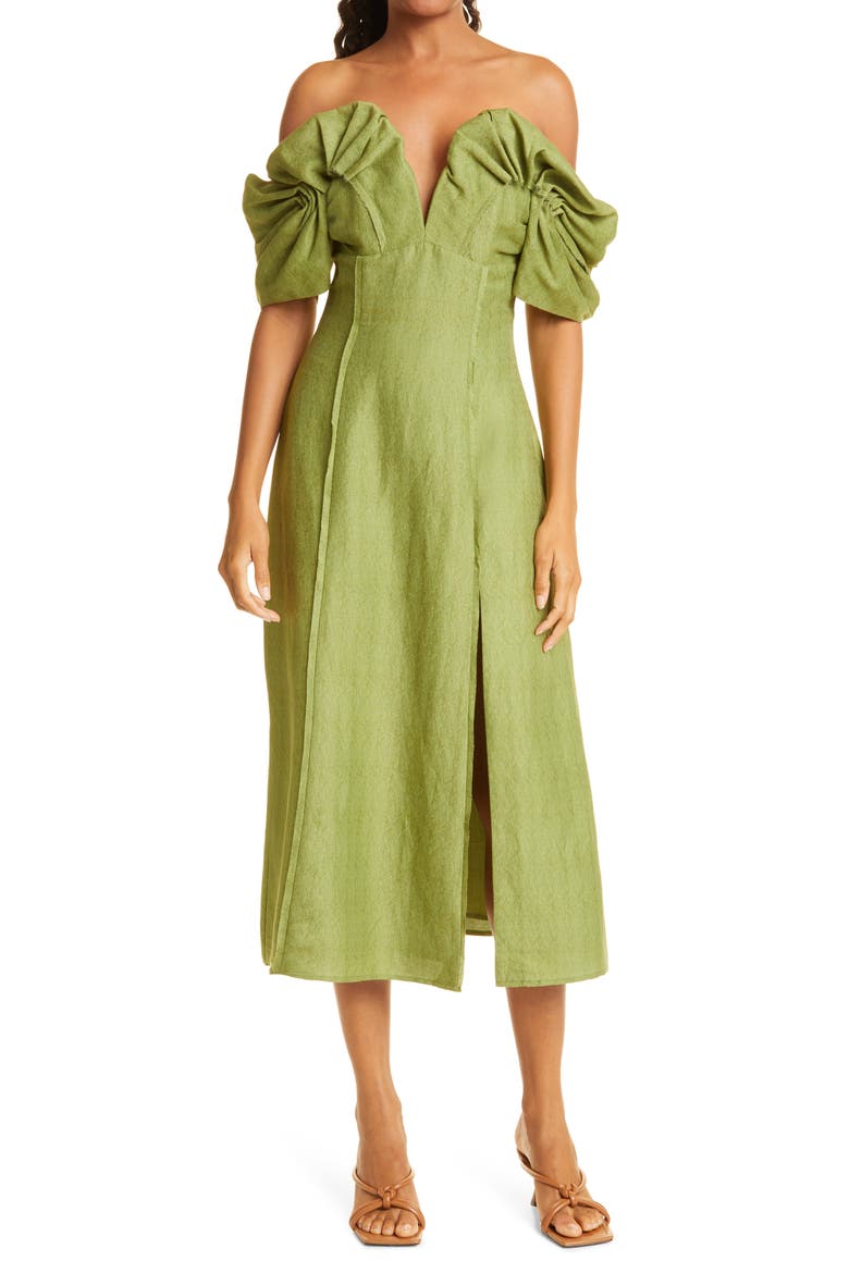 Muna Off the Shoulder Dress, Main, color, PALM