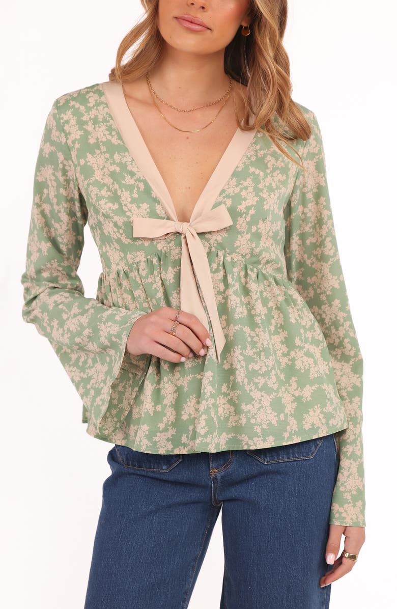 Petal & Pup Reeva Tie Front Top, Alternate, color, Green Floral